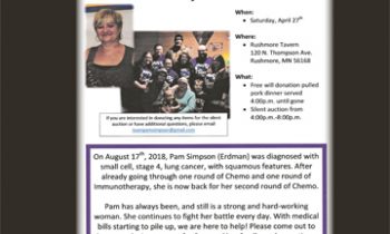 Benefit for Pam Simpson (Erdman)  will be held at Rushmore Tavern